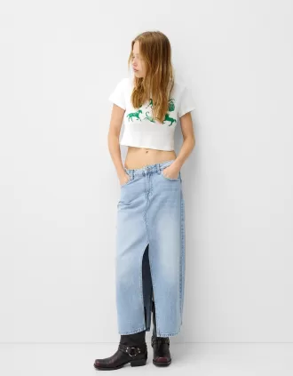 Falda larga vaquera Light blue