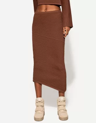 Falda midi asimétrica Brown
