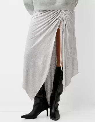 Falda midi asimétrica con volantes Grey