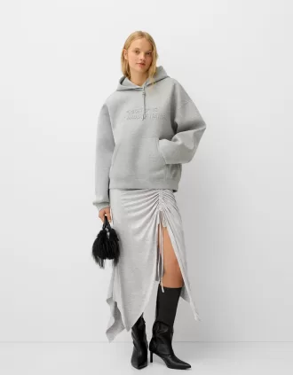 Falda midi asimétrica con volantes Grey