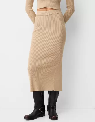 Falda midi con abertura Camel