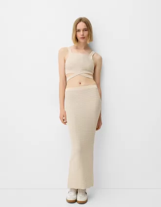 Falda midi con aberturas Sand