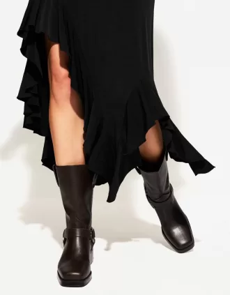 Falda midi con volantes Black
