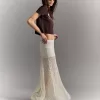 Falda midi de encaje Off white
