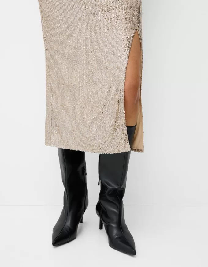 Falda midi de lentejuelas Silver