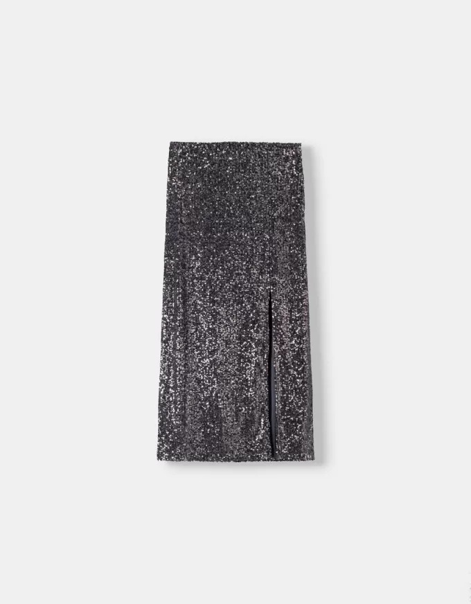 Falda midi de lentejuelas Grey