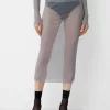 Falda midi de malla brillante Silver