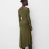 Falda midi de punto grueso Khaki