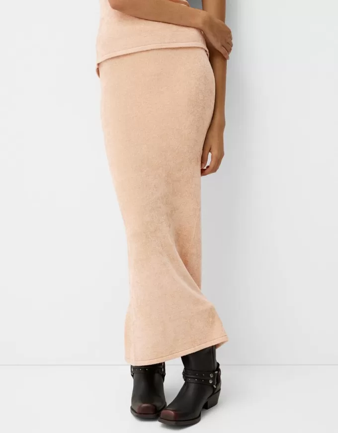 Falda midi de terciopelo Sand