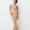 Falda midi de terciopelo Sand