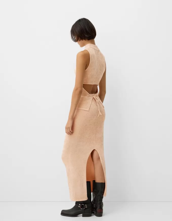 Falda midi de terciopelo Sand