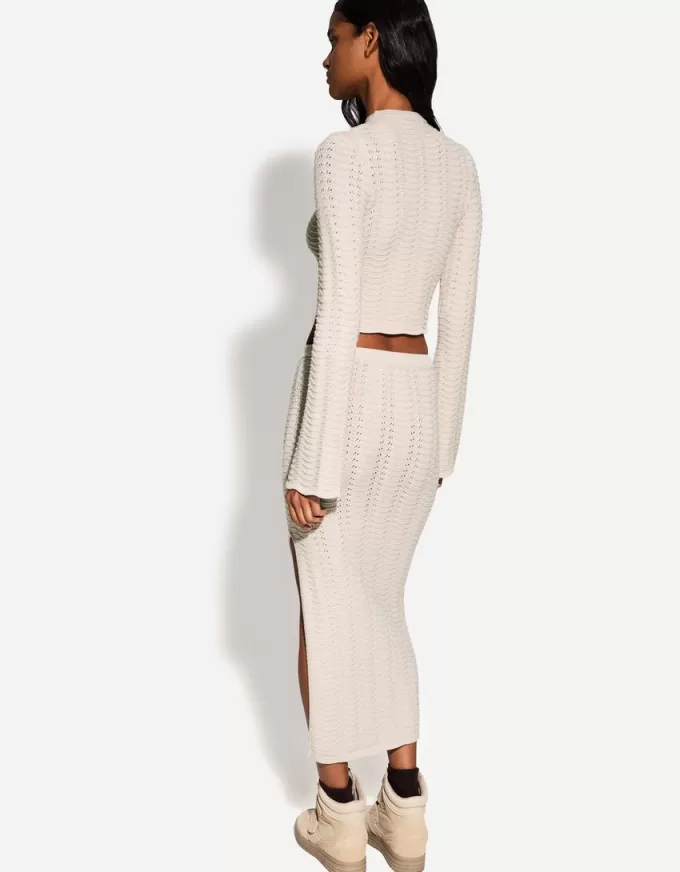 Falda midi punto abierto Stone