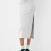 Falda semi larga fruncida Grey