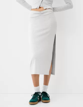 Falda semi larga fruncida Grey