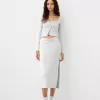 Falda semi larga fruncida Grey