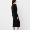 Falda semi larga fruncida Black