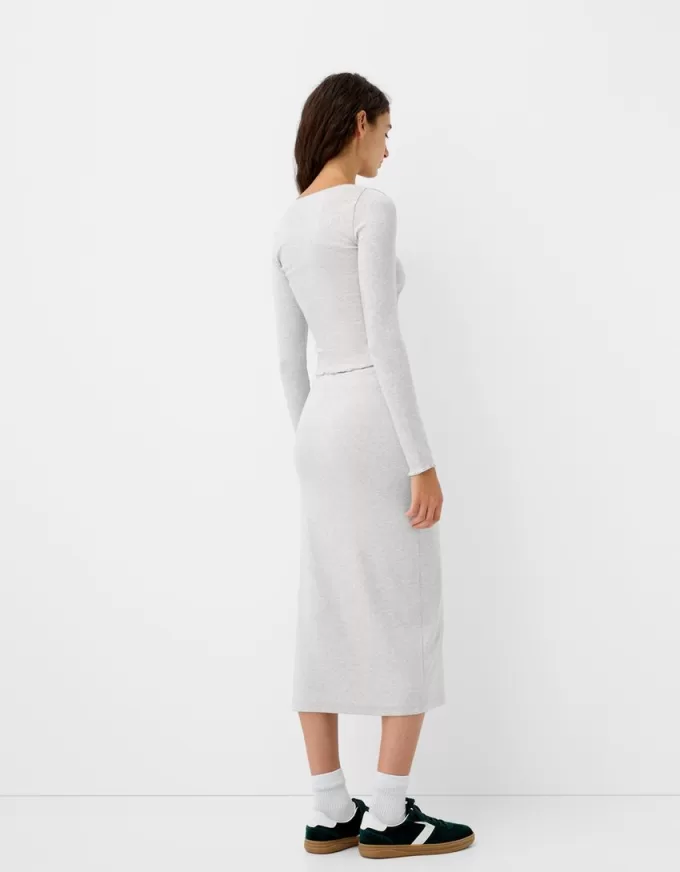 Falda semi larga fruncida Grey