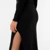 Falda semi larga fruncida Black