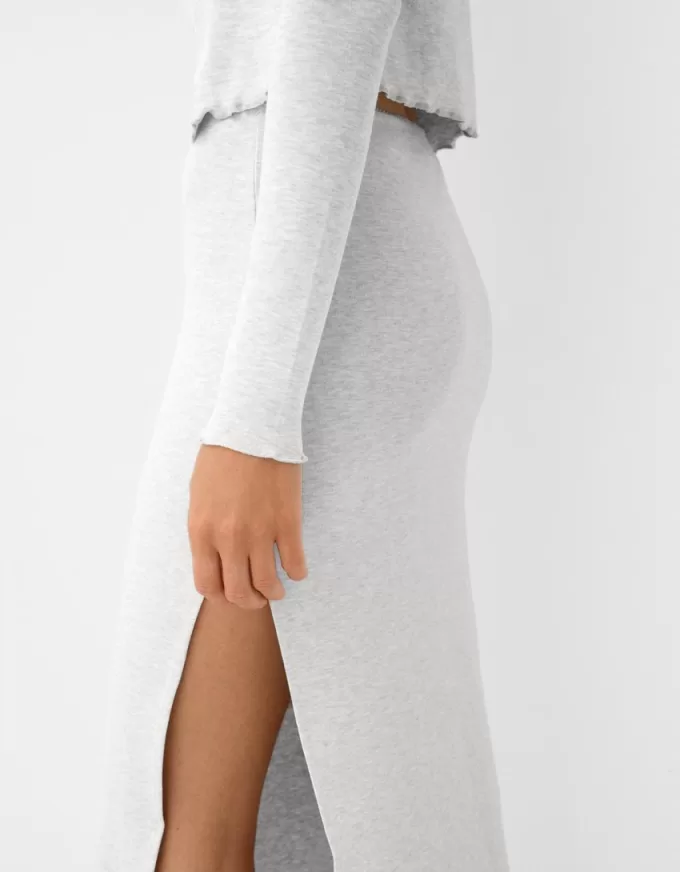 Falda semi larga fruncida Grey