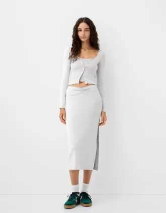 Falda semi larga fruncida Grey