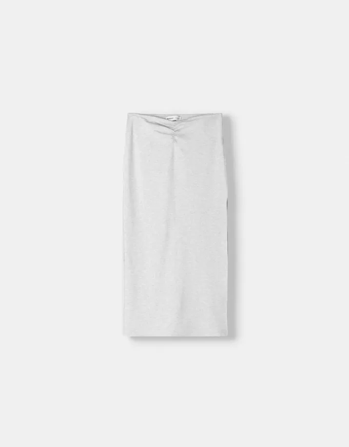 Falda semi larga fruncida Grey