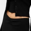 Falda semi larga fruncida Black