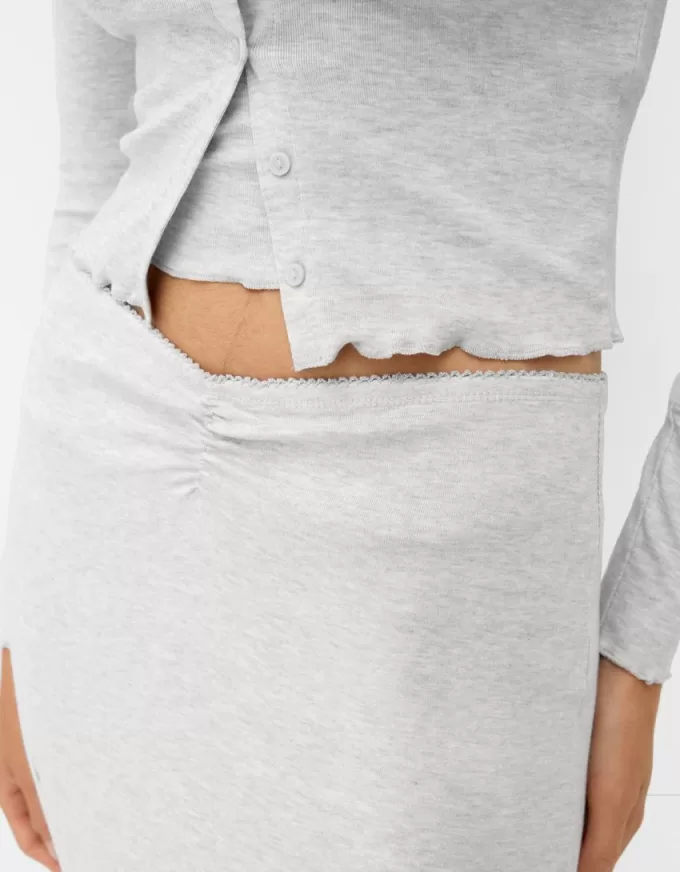 Falda semi larga fruncida Grey