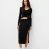 Falda semi larga fruncida Black