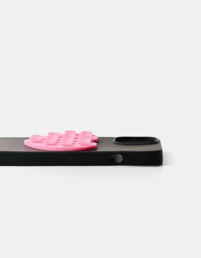 Funda para celular con ventosa corazón Pink