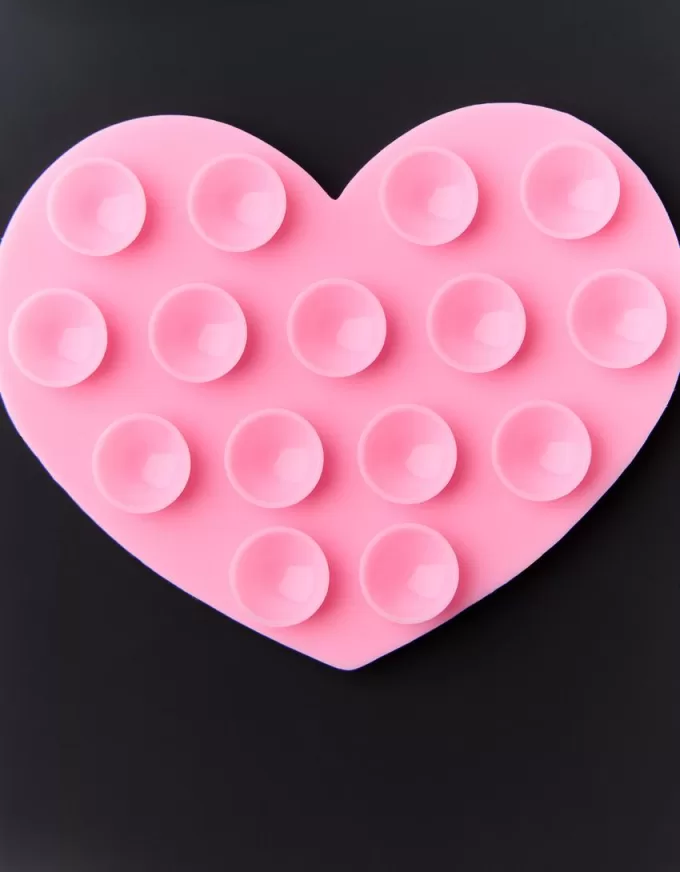 Funda para celular con ventosa corazón Pink