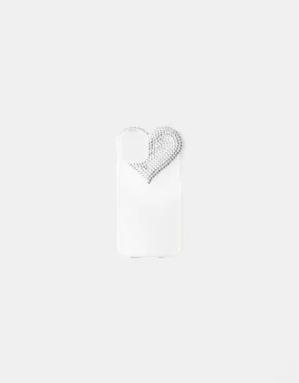 Funda para iPhone con corazón de diamantes de imitación White
