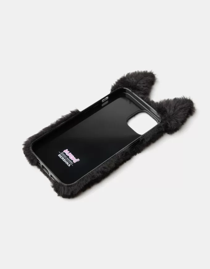 Funda para iPhone con material de sudadera Kuromi Black