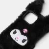 Funda para iPhone con material de sudadera Kuromi Black