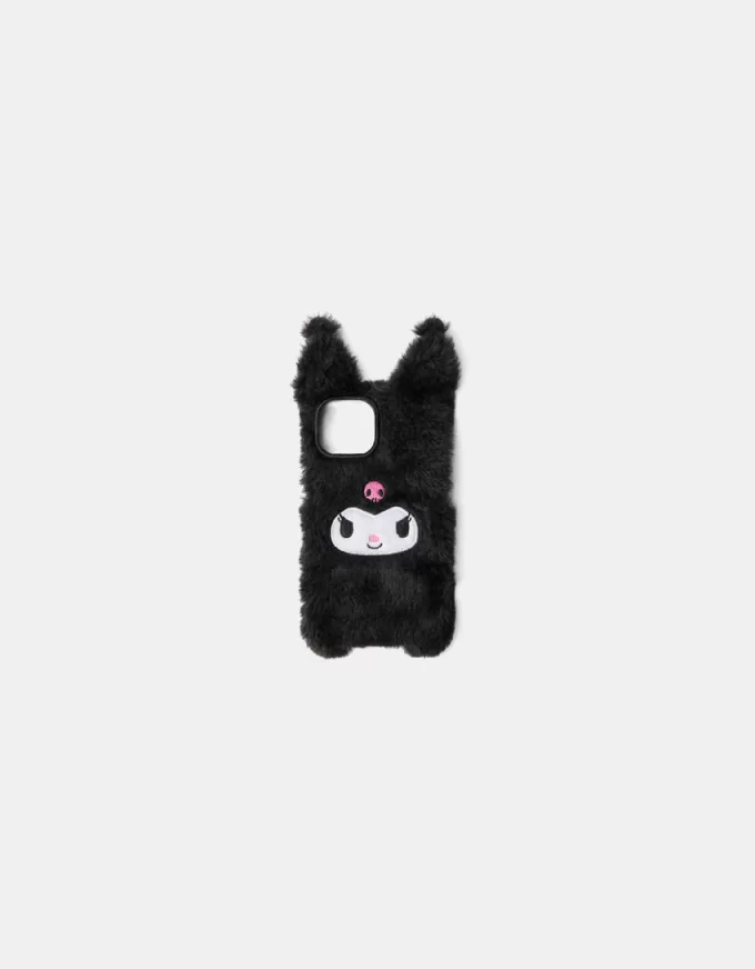 Funda para iPhone con material de sudadera Kuromi Black