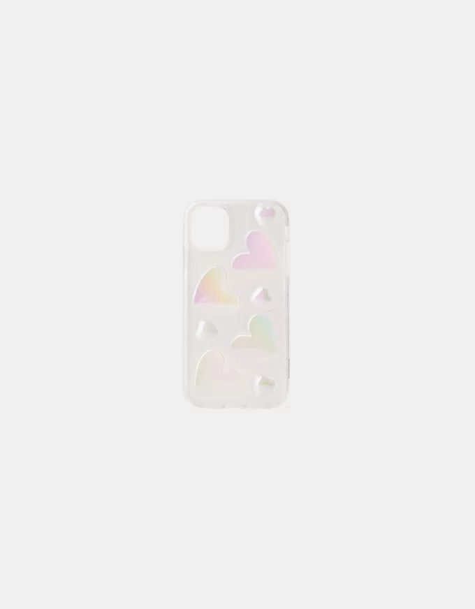 Funda para iPhone corazón iridiscente Multicolored