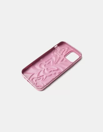 Funda para móvil metalizada con estampado de mariposas Pink