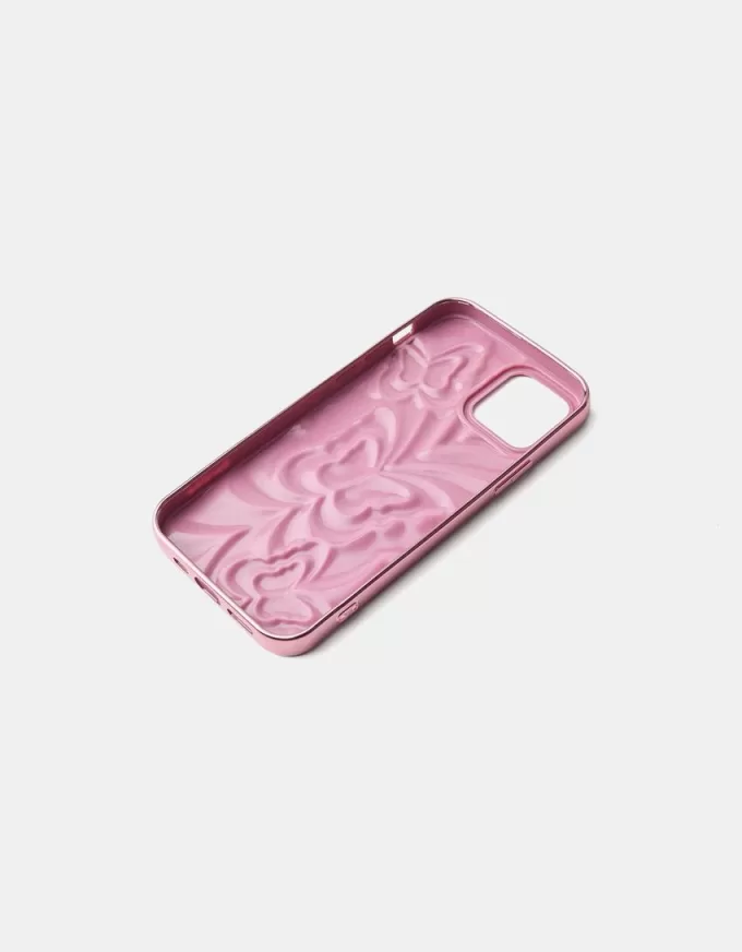 Funda para móvil metalizada con estampado de mariposas Pink Funda para móvil metalizada con estampado de mariposas Pink