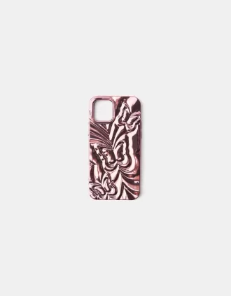Funda para móvil metalizada con estampado de mariposas Pink