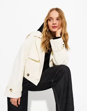 Gabardina corta Cream
