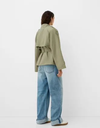 Gabardina corta oversize Khaki