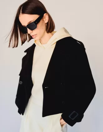 Gabardina corta suave Black