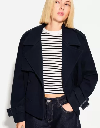 Gabardina corta suave Navy