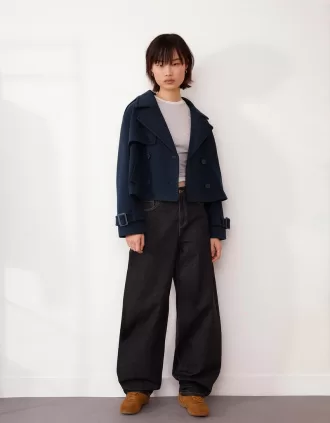 Gabardina corta suave Navy