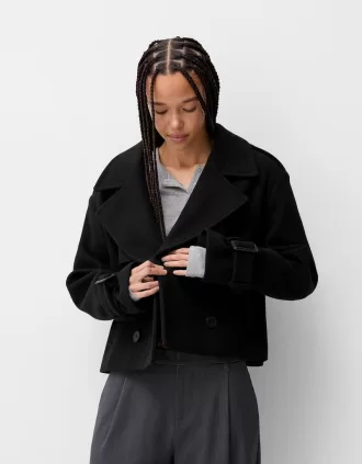 Gabardina corta suave Black
