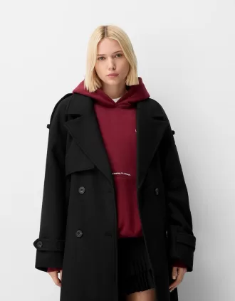 Gabardina oversize textura fieltro Black
