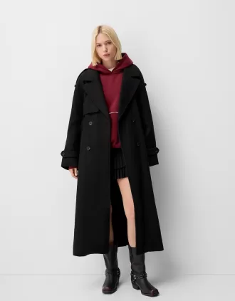 Gabardina oversize textura fieltro Black