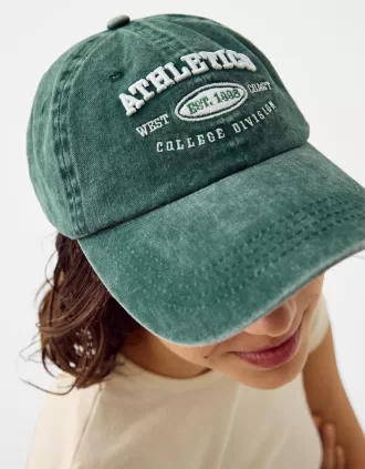 Gorra desteñida con bordado Green