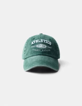 Gorra desteñida con bordado Green