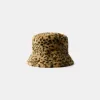 Gorro tipo pescador pelo sintético animal print Brown