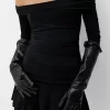 Guantes largos efecto piel Black
